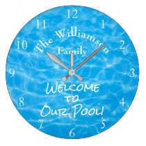 Aqua Swimming Pool Summer Water Ripples Large Clock Aqua Swimming Pool Summer Water Ripples Large Clock