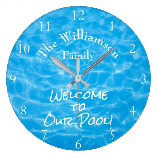 Aqua Swimming Pool Summer Water Ripples Large Clock