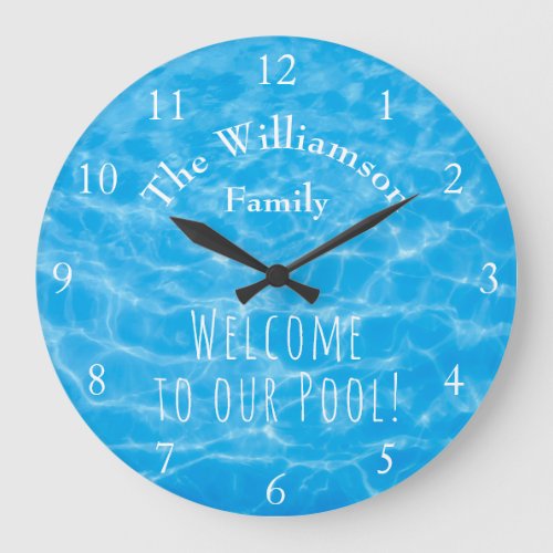 Aqua Swimming Pool Summer Water Ripples Large Clock
