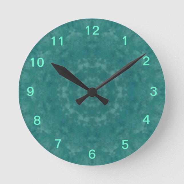 Aqua Swirls Kaleidoscope Wall Clock (Front)