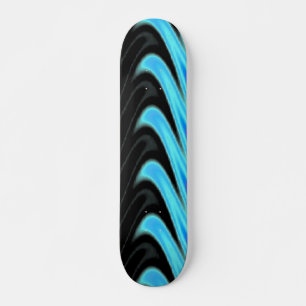 Aqua Swirls on Black Background Skateboard