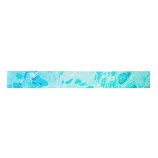 Aqua Swirls Shades of Blue Green Satin Ribbon (Front)