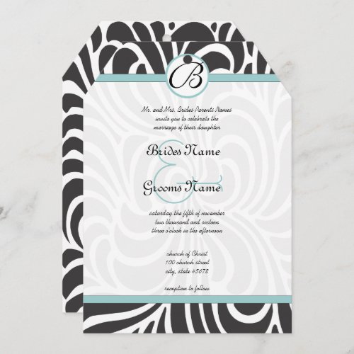 Aqua Swirls Wedding Invitation