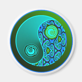 Aqua Swirls Yin Yang Magnet