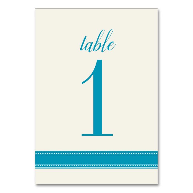 Aqua Table Number, Caroline Wedding Table Sign Number (Front)