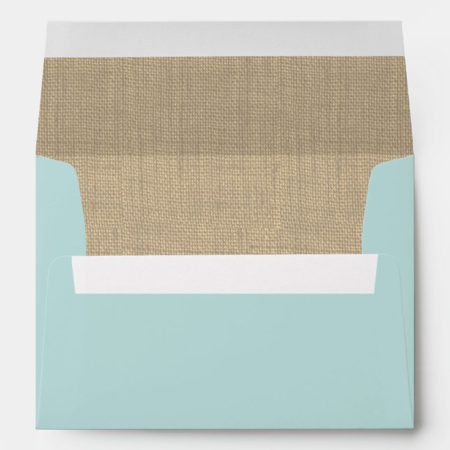 Aqua Teal and Burlap Envelope (Back (Bottom))