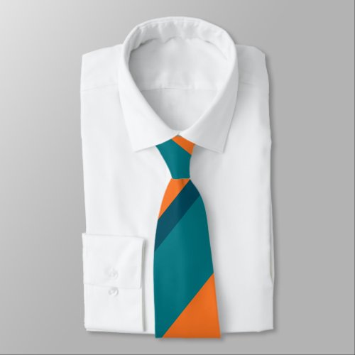 Aqua Teal and Orange Broad Regimental Stripe Tie