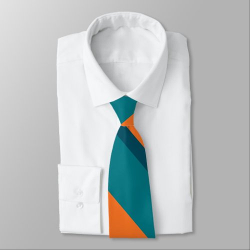 Aqua Teal and Orange Broad University Stripe Tie