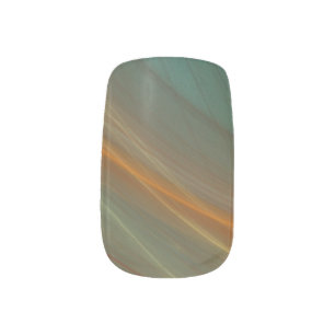 Aqua Teal and Orange Fractal Nail Art Wraps