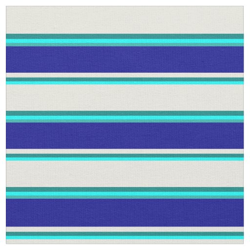 Aqua, Teal, Beige, Dark Blue, and Light Sea Green Fabric