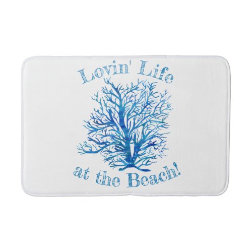 Aqua_teal blue coral motif_w custom bath mat