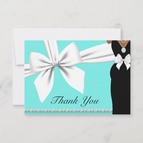 Aqua Teal Blue Ethnic Princess Fancy Baby Shower Thank You Card