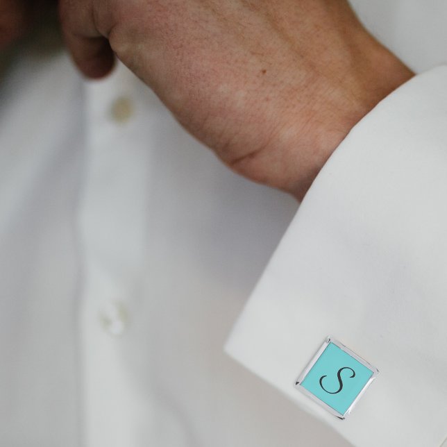 Aqua Teal Blue Green Turquoise Solid Cufflinks (Creator Uploaded)