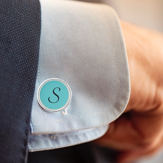 Aqua Teal Blue Green Turquoise Solid Cufflinks (Creator Uploaded)