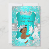Aqua Teal Blue Princess Baby Shower Ethnic Invitation (Front)