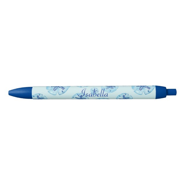 Aqua-teal blue sand dollar-custom monogram-name   pen (Front)