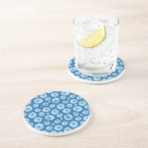 Aqua_teal blue sand dollar watercolor_custom coaster