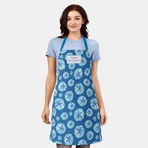 Aqua-teal blue sand dollar watercolor-custom name apron
