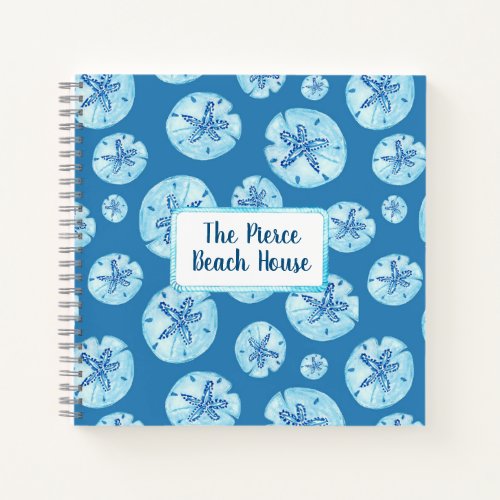 Aqua teal_blue sand dollar watercolor custom name notebook