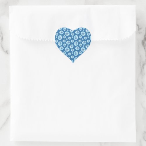 Aqua_teal blue sand dollar watercolor  heart sticker