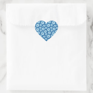 Aqua-teal blue sand dollar watercolor heart sticker