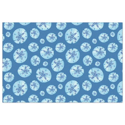 Aqua_teal blue sand dollar watercolor  tissue paper