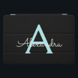 Aqua Teal Blue Script Girly Monogram Name<br><div class="desc">Black and Aqua Teal Blue Simple Script Monogram Name Laptop Case. This makes the perfect sweet 16 birthday,  wedding,  bridal shower,  anniversary,  baby shower or bachelorette party gift for someone that loves glam luxury and chic styles.</div>