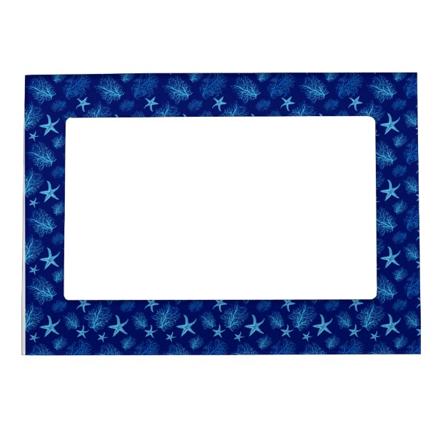 Aqua-teal blue starfish-coral magnetic frame (Front)