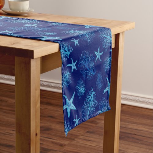 Aqua_teal blue starfish_coral    short table runner