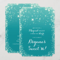 Aqua Teal Blue Starry Night Sky Celestial Sweet 16