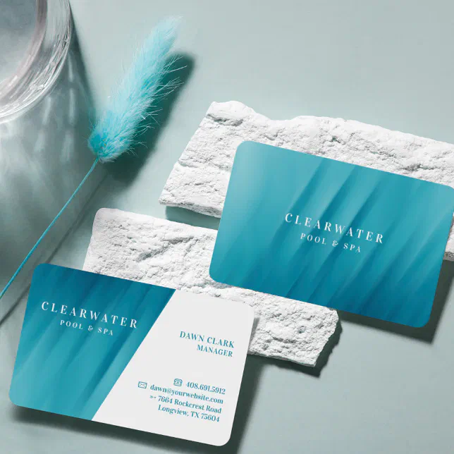 Aqua Teal Blue Water Ripple Pool & Spa Business Card Zazzle