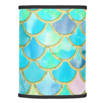 Aqua Teal Blue Watercolor Mermaid Scales Pattern Lamp Shade | Zazzle