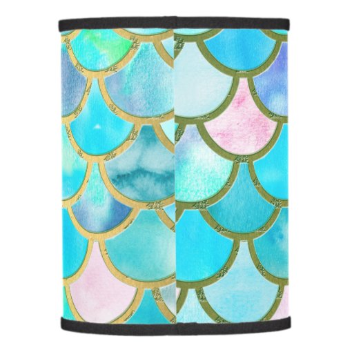 Aqua Teal Blue Watercolor Mermaid Scales Pattern Lamp Shade | Zazzle