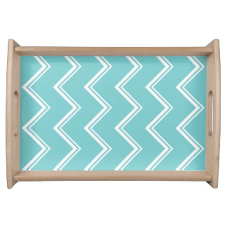 Aqua Teal Chevron Serving Tray