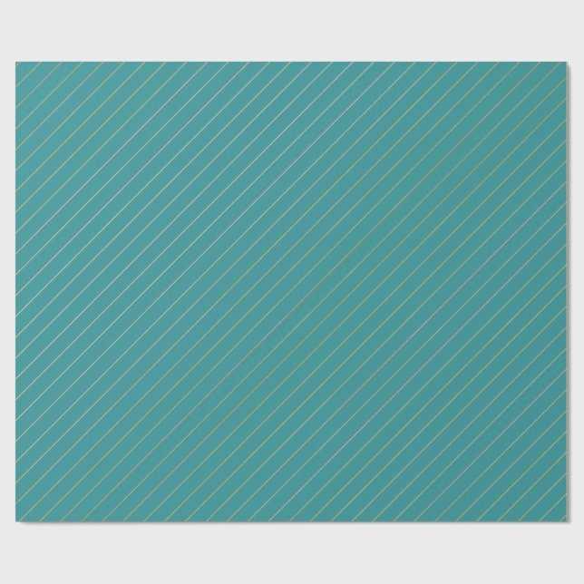Aqua & Teal Christmas Wrapping Paper with Gold Acc (Flat)