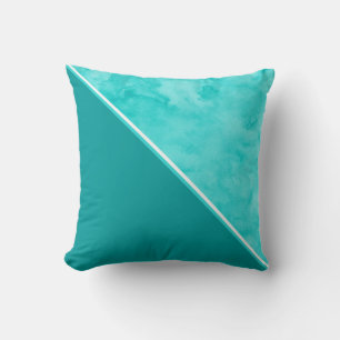 Aqua Teal Color Block Throw Pillow