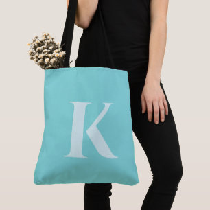 Aqua Teal Custom Modern Monogram Summer Tote Bag