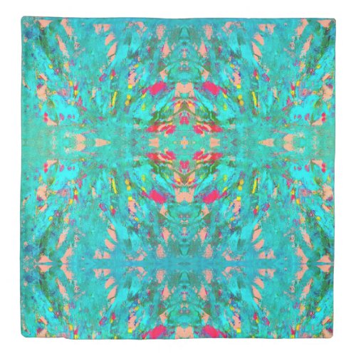 Aqua teal deep ocean abstract painting duvet cover