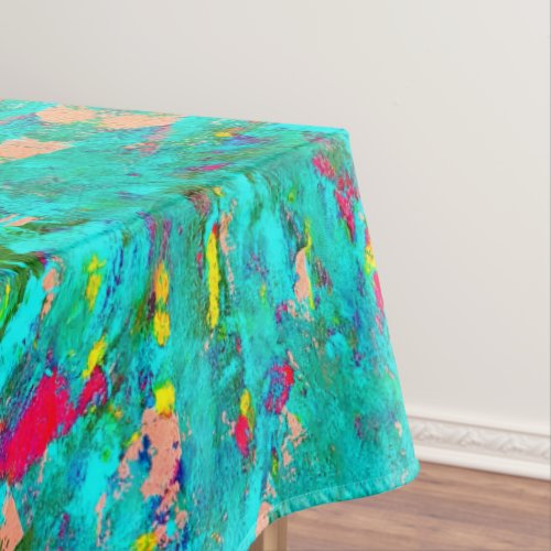 Aqua teal deep ocean abstract painting  tablecloth