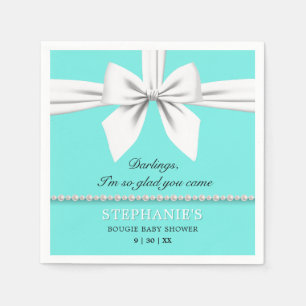 Aqua Teal Elegant Fancy Tiffany Baby Shower Napkins