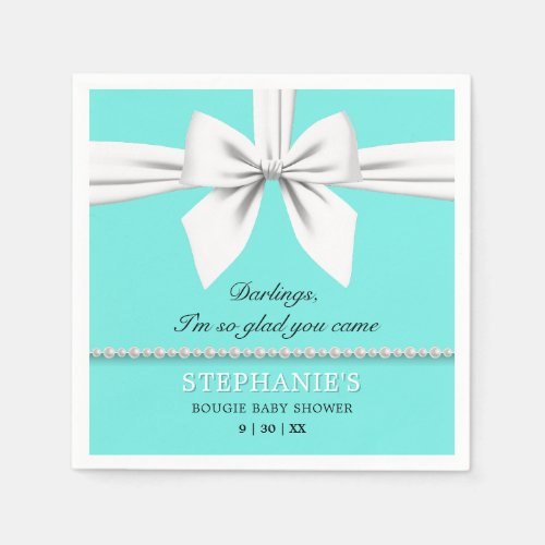 Aqua Teal Elegant Fancy Tiffany Baby Shower Napkins