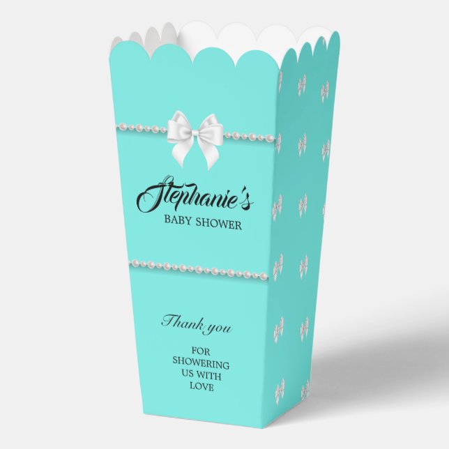 Aqua Teal Elegant Tiffany Theme Baby Shower Favor Boxes (Front)