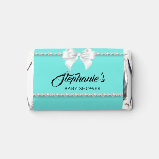 Aqua Teal Elegant Tiffany Theme Baby Shower Hershey's Miniatures (Front)