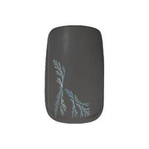 Aqua Teal Green and Black Fractal Nail Art Wraps