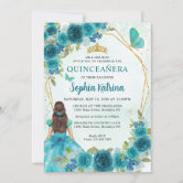 Floral Princess Crown Quinceanera Invitation