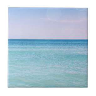 Aqua Teal Lavender Ocean Waves Tropical Beach Ceramic Tile