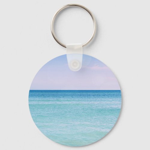 Aqua Teal Lavender Ocean Waves Tropical Beach Keychain