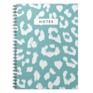 Aqua Teal Leopard Print Notebook