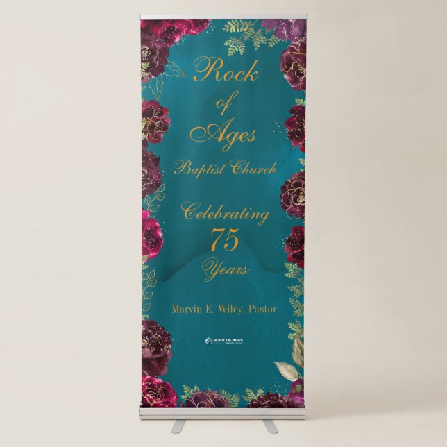 Aqua Teal Merlot Celebration Announcement Sign (Front)