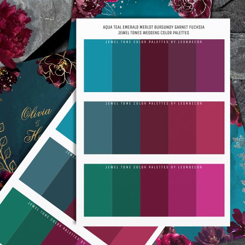 Aqua Teal Merlot Jewel Tone Wedding Color Palettes